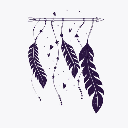 doodle style boho arrow wall art background for spiritual spaces vectorのイラスト素材