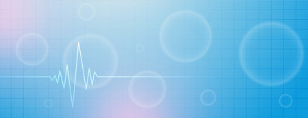 modern medical and health care blue banner with ECG line graph vectorのイラスト素材