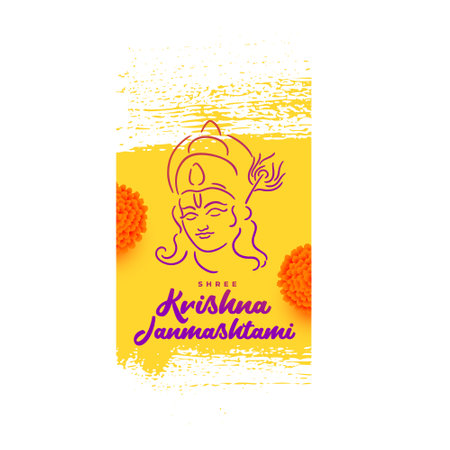 lord krishna janmashtami festival wishes greeting vectorのイラスト素材