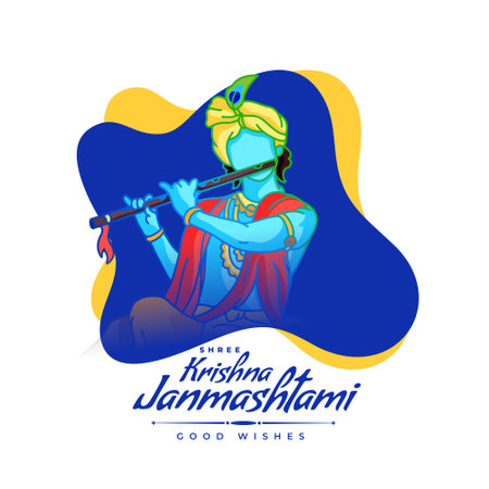 shree krishna janmashtami festival wishes card design vectorのイラスト素材