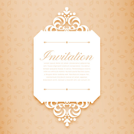 traditional indian floral border card with text or image space vectorのイラスト素材