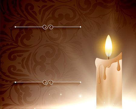 realistic burning candle in dripping concept and text space vectorのイラスト素材