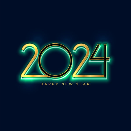 glowing neon style happy new year 2024 invitation background vector