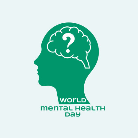 world mental health day poster with human brain and question mark vectorのイラスト素材