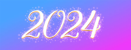 happy new year 2024 festive wallpaper with sparkle effect vector