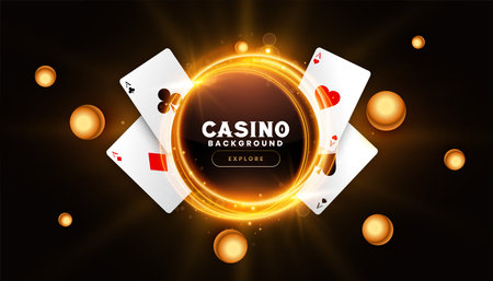 casino poker game banner with ace card and light streak effect vectorのイラスト素材