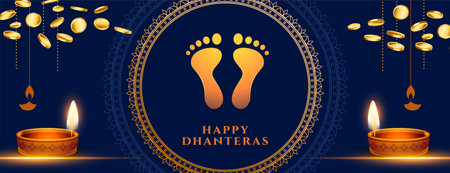 decorative happy dhanteras celebration banner for diwali traditions vectorのイラスト素材