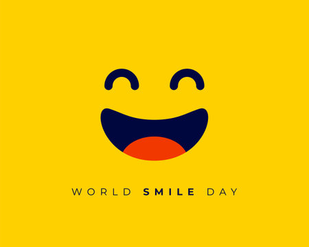 celebrate world smile day event with laughing cartoon face background vectorのイラスト素材