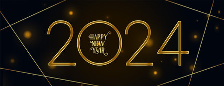 golden 2024 new year festive dark banner design vector