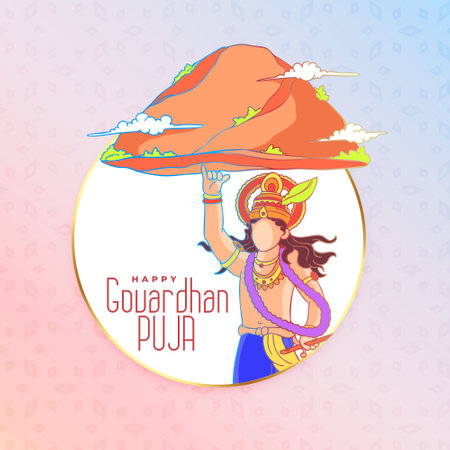 happy govardhan puja background experience lord krishna divine love vectorのイラスト素材