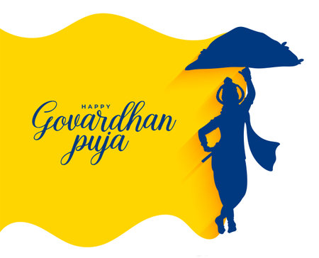 stylish govardhan puja wishes background in paper cut style vectorのイラスト素材