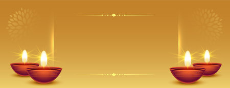 royal happy diwali event banner with text space and shiny diya designのイラスト素材