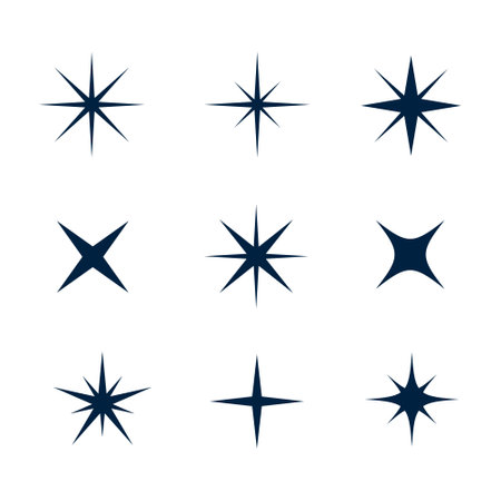 hand drawn sparkling star icon element in set vectorのイラスト素材