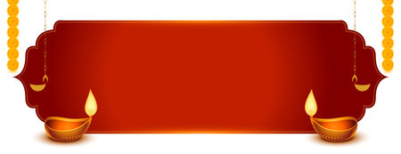 shubh deepavali wishes banner with text space and oil lampのイラスト素材