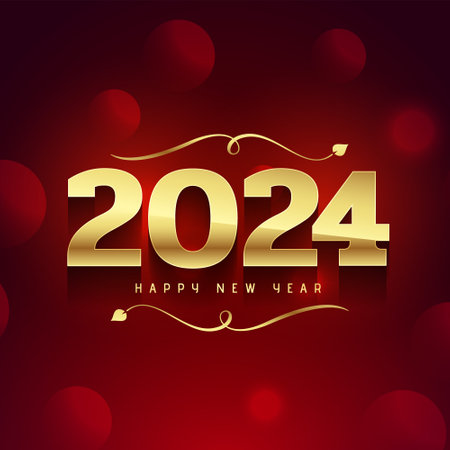 happy new year 2024 golden lettering background design vectorのイラスト素材