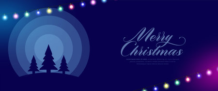 merry christmas festive season wallpaper with colorful light string vectorのイラスト素材
