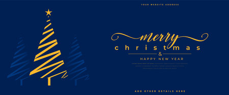 merry christmas party invitation banner with abstract xmas tree vectorのイラスト素材