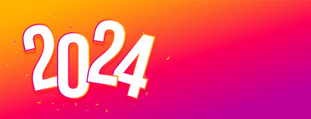 decorative 2024 new year festive banner in modern style vectorのイラスト素材