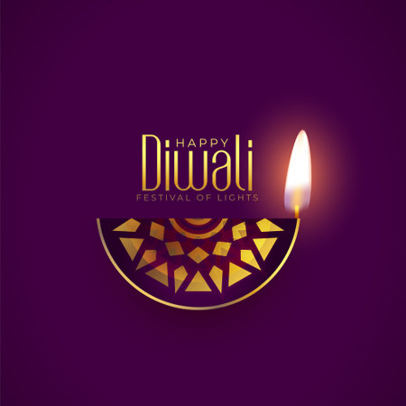 premium happy diwali celebration background with burning diyaのイラスト素材