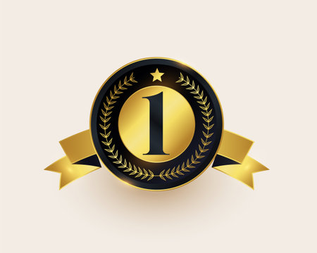 eye catching golden number 1 emblem the path to victory vectorのイラスト素材