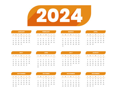 2024 new year calendar template with weeks and days design vectorのイラスト素材
