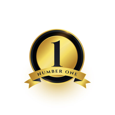 golden number 1 sign the prize of success vectorのイラスト素材