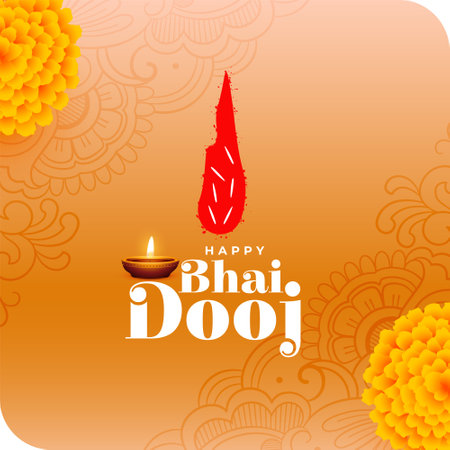 indian festival bhai dooj puja background with marigold flower vectorのイラスト素材