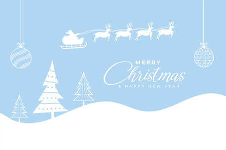 merry christmas festive element background with flying santa sleigh vectorのイラスト素材
