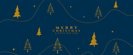 merry christmas festival holiday wallpaper with xmas tree decor vectorのイラスト素材
