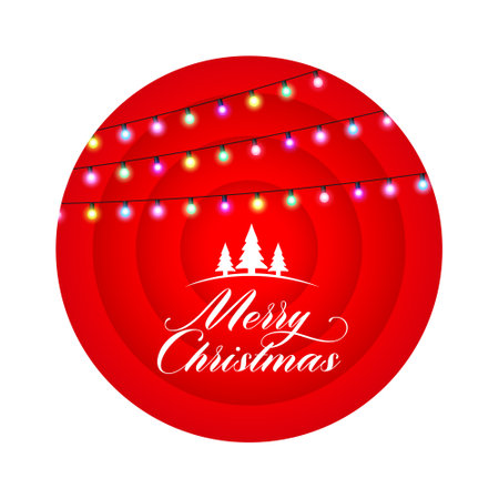merry christmas festive tree background with colorful light string vectorのイラスト素材