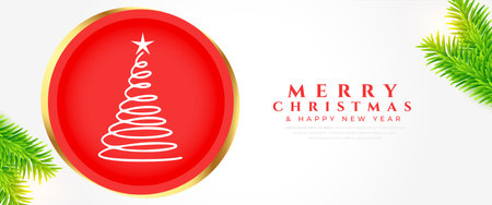 merry christmas festive season banner with xmas tree and fir design vectorのイラスト素材