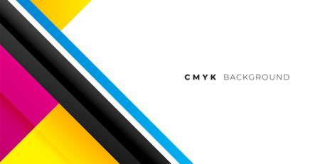 modern and abstract white banner with cmyk color stripe lines vectorのイラスト素材