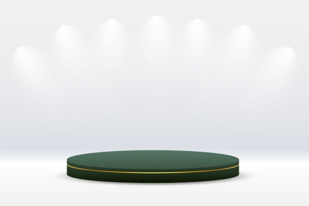 eye catching 3d pedestal platform white background with spot light effect vectorのイラスト素材