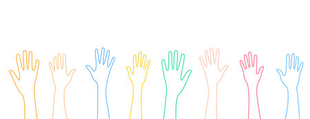 line style colorful volunteer hands up design vectorのイラスト素材