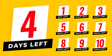 flat announcement days left yellow template for business promo vectorのイラスト素材