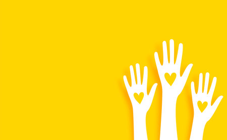 papercut style volunteer community hand up banner with text space vectorのイラスト素材
