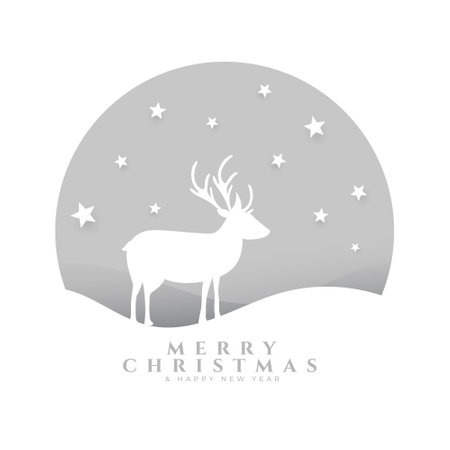 merry christmas and new year eve greeting card with reindeer design vectorのイラスト素材