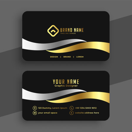 Corporate black and golden elegant business card template vectorのイラスト素材