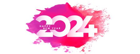 watercolor style 2024 new year event invitation banner design vectorのイラスト素材