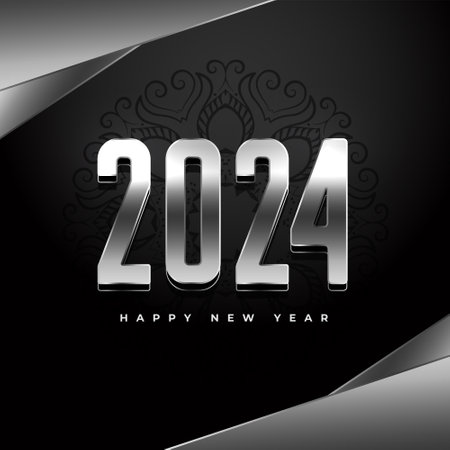 3d style 2024 silver lettering background for new year event vector