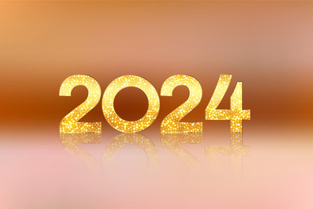 2024 golden sparkling lettering background for new year event vectorのイラスト素材