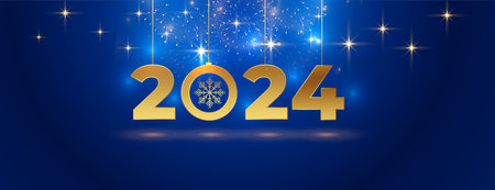 2024 new year snowflake banner with text space and light effect vectorのイラスト素材