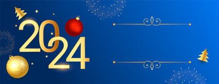 decorative 2024 new year firework celebration banner with text space vectorのイラスト素材