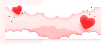 lovely valentines day wishes banner with papercut clouds design vectorのイラスト素材