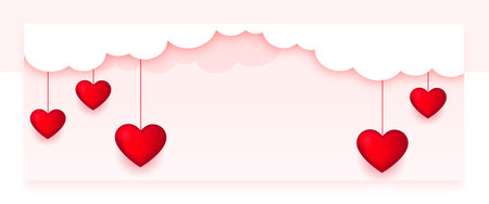 valentines day event banner with clouds in papercut style vectorのイラスト素材