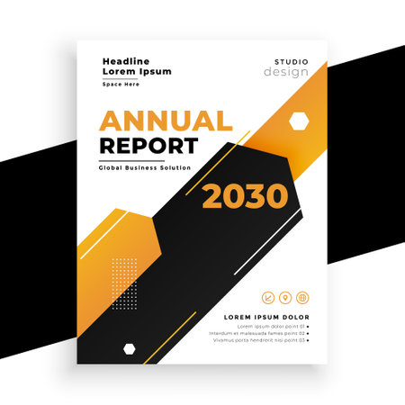 black and golden corporate annual report newsletter page design vectorのイラスト素材