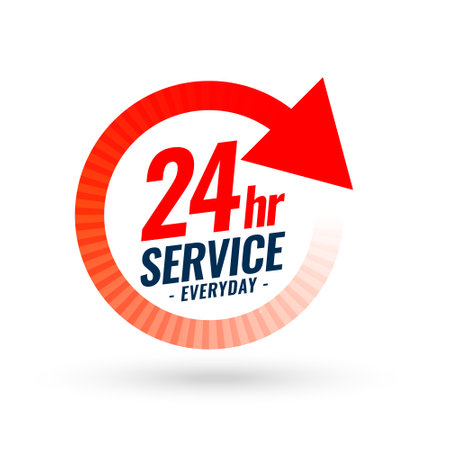 24 hour everyday open service background for help and support vector