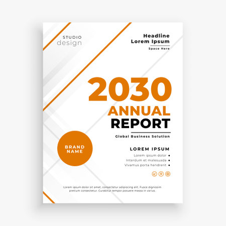 modern annual report orange brochure template for professional booklet vectorのイラスト素材