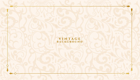 vintage style floral texture background with golden frame design vectorのイラスト素材