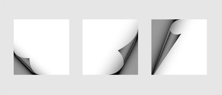 collection of empty sheet curl sticker mockup vectorのイラスト素材